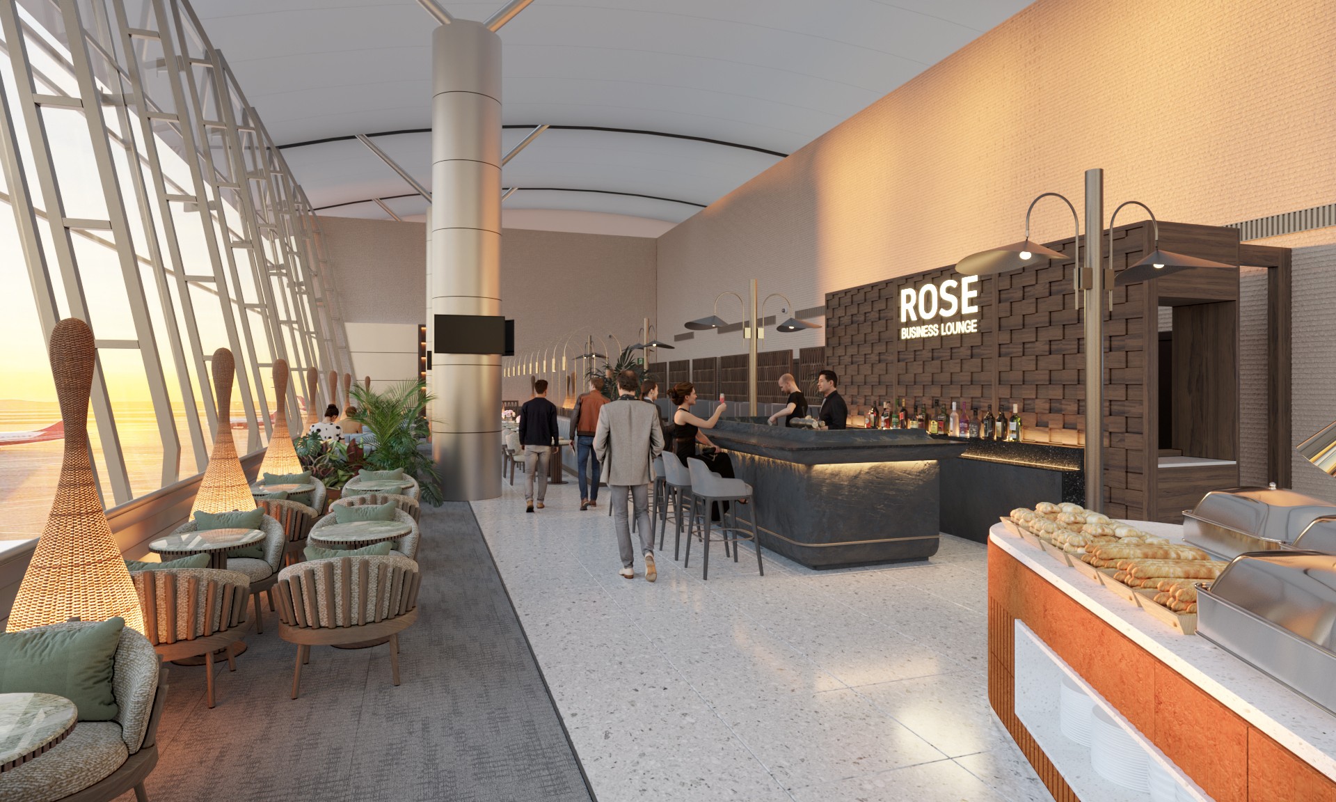 越南胡志明市新山一機場 Rose Business Lounge 吧台與用餐區